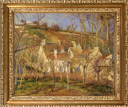 カミーユ・ピサロ/赤い屋根の家々、村の一角、冬景色/1877年/オルセー美術館蔵 カミーユ・ピサロ/赤い屋根の家々、村の一角、冬景色/1877年