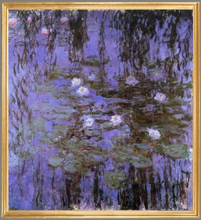 クロード・モネ、青い睡蓮、希少画集画、新品額装付 クロード・モネ、青い睡蓮、希少画集画、新品額装付